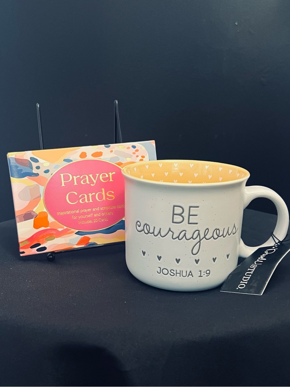 Be Courageous White and Yellow Inspirational Mug - Joshua 1:9